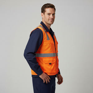 Gilet de sécurité réfléchissant en maille haute visibilité ANSI Classe 2, LED clignotante, imperméable, logo personnalisé, couleur personnalisée, vêtements de travail pour hommes - Product Image 4