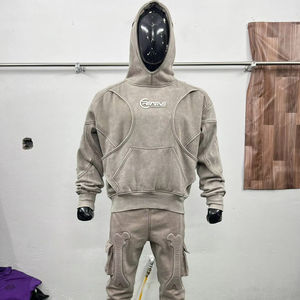 Conjunto de Sudadera con Capucha y Pantalones Deportivos con Diseño de Huesos en Relieve para Hombre, Ropa Deportiva de Invierno, Transpirable, Talla Grande, Personalizable - Product Image 1