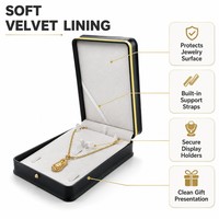 Großhandel Fabrik Schmuckbox Leder-Schmuckreisebox Schwarze Schmuckbox mit individuellem Logo für Ring-, Ohrring- und Halskettenverpackung