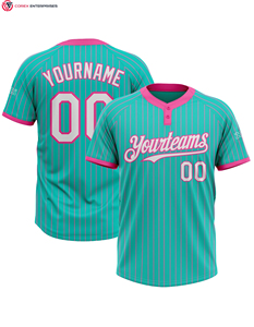 Camisetas de Softbol al Por Mayor, OEM, Transpirables, 100% Poliéster, con Rayas, Dos Botones, Nombre, Número y Logotipo Personalizados, para Hombre y Mujer - Product Image 5