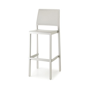 Stackable Bar <b>Stool</b> in Technopolymer with Backrest and Footrest, <b>Seat</b> Height 75 cm, for Outdoor Terrace Bar Cafe Made in Italy - Product Image 1