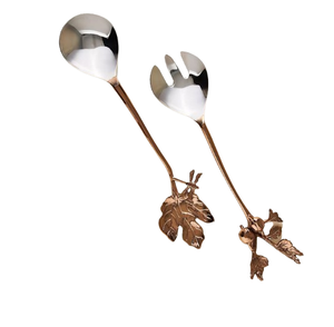 Couverts en métal avec poignée d'extrémité de noeud Couverts en métal argenté fini aspect moderne Serveur à salade en métal en acier Légumes Meilleure vente Serveur à salade en miroir - Product Image 5