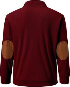 Sweat-shirt à manches longues décontracté en velours côtelé pour homme avec col montant et boutons Pull-over 100% polyester brodé Hoodies avec poches - Product Image 2