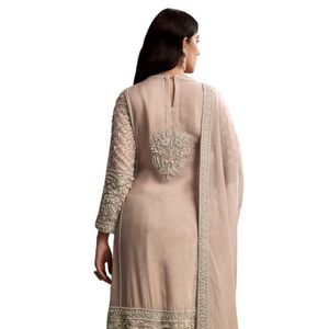 Pesca Organza Palazzo vestito con Zari e Moti lavoro all'ingrosso donna abbigliamento etnico OEM fabbrica fornitore alla rinfusa personalizzato - Product Image 6