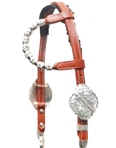 Cabestro de una oreja de alta calidad, cuero natural, estilo occidental, herrajes de plata pesada, precio al por mayor - Product Image 4