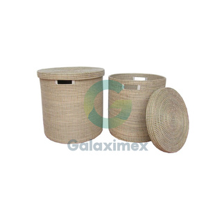 Navy Seagrass <b>Woven</b> <b>Laundry</b> Storage <b>Basket</b> Home Organization Clothing <b>Basket</b> Wholesale From Navy Seagrass - Product Image 5