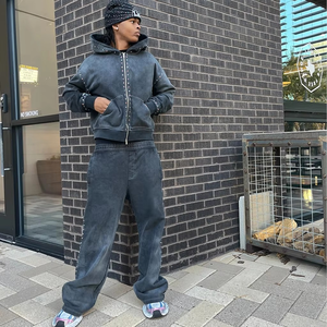 Sweats à capuche surdimensionnés avec logo personnalisé poids lourd 350g pour hommes lavage à l'acide sublimation transfert impression strass 100% coton - Product Image 2