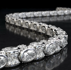 Oval Cut Diamond <b>Tennis</b> Neckless Iced Out <b>Silver</b> Tone Luxury Hip Hop Bling Jewelry For Men And Women Statement Neckless Gift - Product Image 1