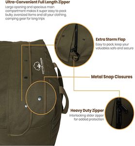 กระเป๋าเดินทางแบบยุทธวิธี ขนาดใหญ่พิเศษ พับเก็บได้อเนกประสงค์ ทำจากผ้าแคนวาส พร้อมตัวล็อคแบบกระดุม สำหรับการเดินทางและจัดเก็บสิ่งของกลางแจ้ง - Product Image 3