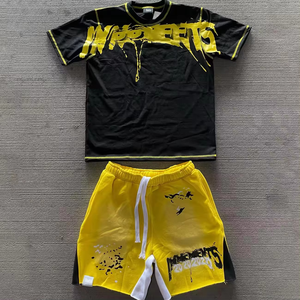 Custom Logo <b>Men</b> Summer 2-Piece Set High Quality Acid Wash Printing <b>Shorts</b> <b>and</b> <b>T</b>-<b>Shirt</b> Clothing for <b>Men</b> - Product Image 3