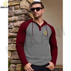 เสื้อฮู้ดผู้ชายแขนยาวลำลองสไตล์สปอร์ตแฟชั่นแบบสวม มีฮู้ด คอเสื้อตัดสี พร้อมเชือกผูก - Product Image 3