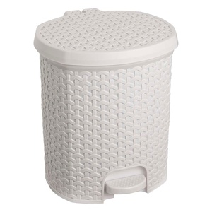 Multipurpose waste <b>bin</b>/<b>bin</b> with <b>lid</b>, rattan design, 11.5L capacity, 27.5x29x32.5 cm, Nordic white color - Product Image 1