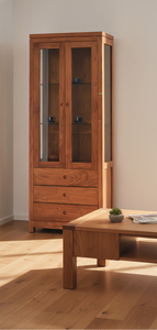 Mueble Moderno de Madera de Teca con Vitrina Lateral, 2 Puertas, 3 Cajones, Laterales de Vidrio, Mueble Sostenible y Duradero para Sala de Estar - Product Image 5