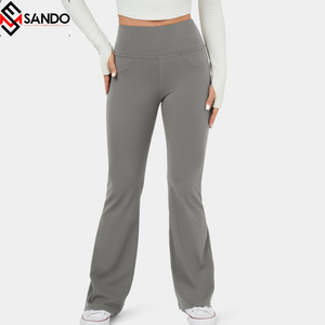 Wholesale Custom Women's High Waist <b>Leggings</b> Breathable Quick <b>Slimming</b> Yoga Pants Flare <b>Leggings</b> for Gym Workout - Product Image 4