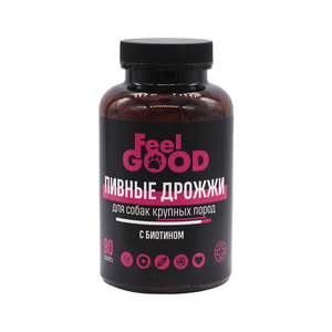 Comprimés de levure de bière pour chiens adultes de grande race – Supplément de biotine pour chiens – Santé de la peau et du pelage – Haute puissance, FeelGOOD No.90 - Product Image 1