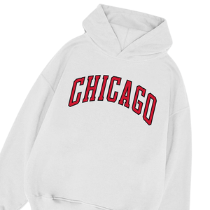 Sudadera con capucha negra con estampado de Chicago, ropa de calle de gran tamaño, de algodón suave jersey de lana, sudadera de invierno cálida informal con estilo, ventas - Product Image 4