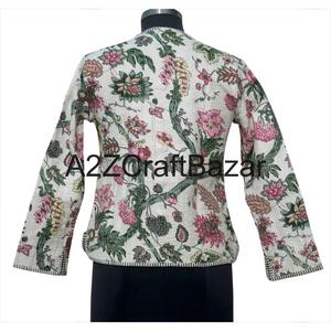 Veste courte en coton biologique 100% pour femmes, style vintage, patchwork, imprimé ethnique, matelassée, faite à la main, réversible, écologique, automne-hiver - Product Image 5