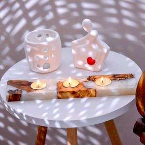 Elegante portavelas de madera y epoxi, regalo único de decoración del hogar para ella para inauguración de la casa y Navidad - Product Image 6