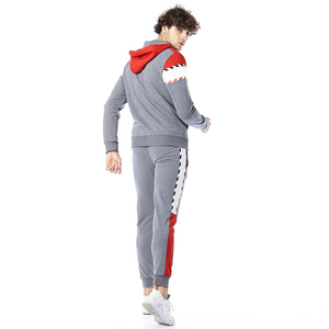 Haute qualité hommes deux pièces survêtement fermeture éclair à manches longues coton polaire Jogging porter chaud hiver survêtements pour adulte - Product Image 2