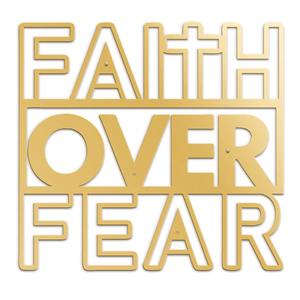 FAITH OVER FEAR Décoration murale en métal doré Convient pour le bureau, la chambre à coucher et le style d'intérieur moderne Vente en gros en provenance d'Inde - Product Image 1