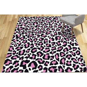 Pink Leopard Print <b>Chenille</b> <b>Rug</b>: Modern Front Door Mat - Product Image 3