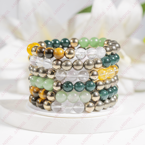 Bracelet de perles rondes Dhanyog 8 mm, tendance, protection énergétique négative, bijoux de méditation, prix de gros - Product Image 1