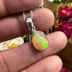 925 argent massif classique pendentif bijoux pour femmes 925 argent Sterling opale pierres précieuses Style Boho pendentif fait main cadeau pour maman - Product Image 3