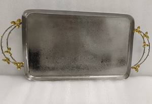 Bandeja decorativa para servir para el hogar, Hotel, restaurante, cocina y mesa, Color plateado, forma rectangular, bandeja para servir de latón y aluminio - Product Image 6