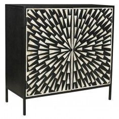 Muebles con incrustaciones de hueso Mesita de noche Gabinete Mesita de noche Incrustaciones de hueso Mesa auxiliar negra Muebles de sala de estar de la India - Product Image 6