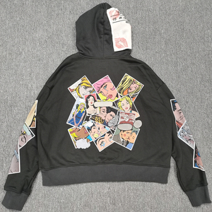 Sudadera con Capucha Extra Grande Personalizada para Hombre, Estilo Camuflaje Lavado, 100% Algodón de Alta Calidad, con Pedrería y Cremallera - Product Image 2