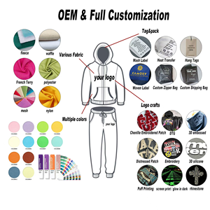 ชุดวอร์มผ้าฝ้ายเฟรนช์เทอร์รี่ 100% พิมพ์ลายสกรีน เสื้อฮู้ดดี้และกางเกงขายาว ชุดแทรคสูทแบบดิสเทรส แพทช์ แอซิดวอช สำหรับผู้ชาย - Product Image 6