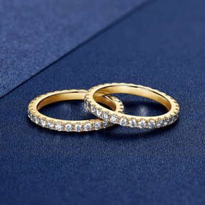 Anillo de Compromiso y Matrimonio de Moissanita de 2 mm con Diseño Clásico de Eternidad Completa, Anillos de Plata de Ley 925 de Moda, Regalos de Joyería para Mujer - Product Image 3