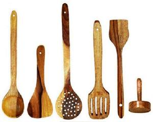 Herramientas de ensalada de cuchara de madera de cinco piezas - Product Image 3