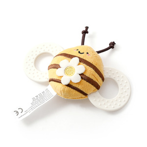Hochet d'éveil en peluche abeille portable avec ailes douces pour le jeu sensoriel, jouet apaisant en peluche douce pour poussette de bébé - Product Image 1