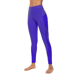 Leggings Deportivos de Cintura Alta para Mujer, con Costuras de Malla, Elásticos en Cuatro Direcciones, de Spandex/Nailon, con Estampado y Bolsillo para Teléfono Móvil, Pantalones de Yoga - Product Image 4