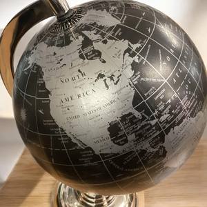 Decorative World <b>Globe</b> Black Ocean Silver Stand Modern Home Office Decor. The <b>globe</b> appears to have black surface with silver - Product Image 5