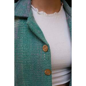 Vintage <b>Linen</b> Patchwork Kantha Shirt with Embroidery Decoration - Product Image 5