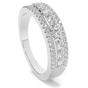Anillo de Eternidad de Oro Blanco con Diamantes, Corte Brillante Redondo, Engaste Pavé, Joyería Clásica de Boda para Mujer - Product Image 2
