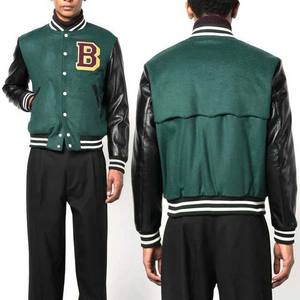 แจ็คเก็ตเบสบอลวาร์ซิตี้แบบกันน้ำเป็นมิตรกับสิ่งแวดล้อมสำหรับผู้ชาย พร้อมโลโก้สั่งทำ  ขายส่งสไตล์ไฮสตรีท  วัสดุผ้าแคนวาสผสมขนสัตว์  มีกระเป๋า  ปักลาย - Product Image 5