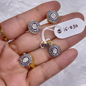 Juego de Joyería de Plata 925 con Pulido Dorado Olki Diamond, Juego de Aretes/Colgantes y Anillos - Product Image 1