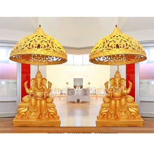 Estatua de Ganesha con Chhatar para decoración de salón de bodas, estatua de Ganesha FRP para boda, estatua dorada de Ganesha para decoración de boda - Product Image 1