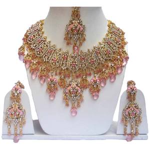 Ensemble de bijoux de mariage en alliage de fleurs en cristal de style vintage, imitation perle, violet, collier, boucles d'oreilles, coiffe, plaqué or - Product Image 1