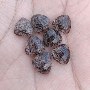 Rutilo negro natural de grado AAA, comprobador de forma de trillón, piedras preciosas sueltas con parte posterior plana, tamaños personalizados disponibles, venta al por mayor calibrado - Product Image 2