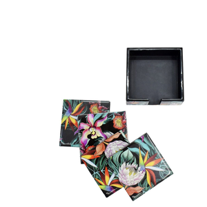 Posavasos de madera esmaltado negro elegante, diseño de Arte de Mandala hecho a mano para decoración del hogar de lujo - Product Image 3