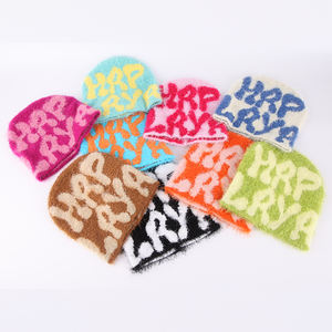 หมวกบีนนี่ขนสัตว์อะคริลิคผ้าขนแกะติดข้อมือเสื้อแบบไม่มีแขนสำหรับฤดูหนาว - Product Image 2