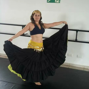 Tenues de scène de club longues et solides pour femmes Maxi Boho Jupe gitane en coton teint de 25 mètres avec performances Style latin Taille unique - Product Image 1