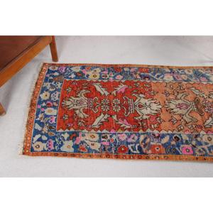 พรมตุรกีขนาดเล็ก 2.3x5.2 ฟุต พรมวินเทจขอบสีส้ม - Product Image 4