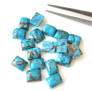 Mohave พลอย3x5mm-20x30mm สีฟ้าทองแดงเทอร์ควอยซ์ทรงสี่เหลี่ยมพลอยหลังแบนธรรมชาติแบบหลวมสำหรับทำเครื่องประดับขายส่ง - Product Image 4