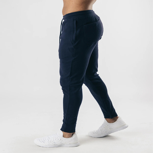 Pantalon de survêtement personnalisé bleu marine 100% coton pantalon de jogging de gymnastique respirant poche latérale décontracté Logo poche latérale respirant - Product Image 5