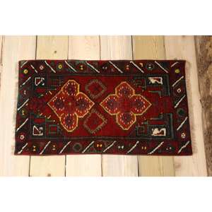 Tapis turc vintage, tapis de 1,3 x 2,3 pieds, tapis en laine persane rouge - Product Image 2